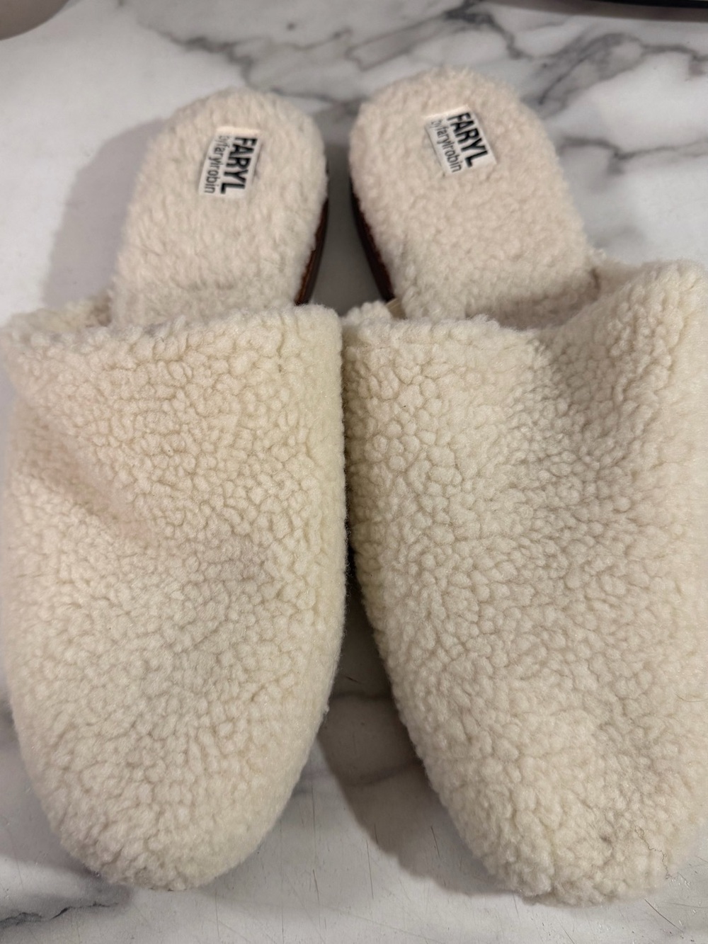 Farylrobin Cream Sherpa Slip-On Mules